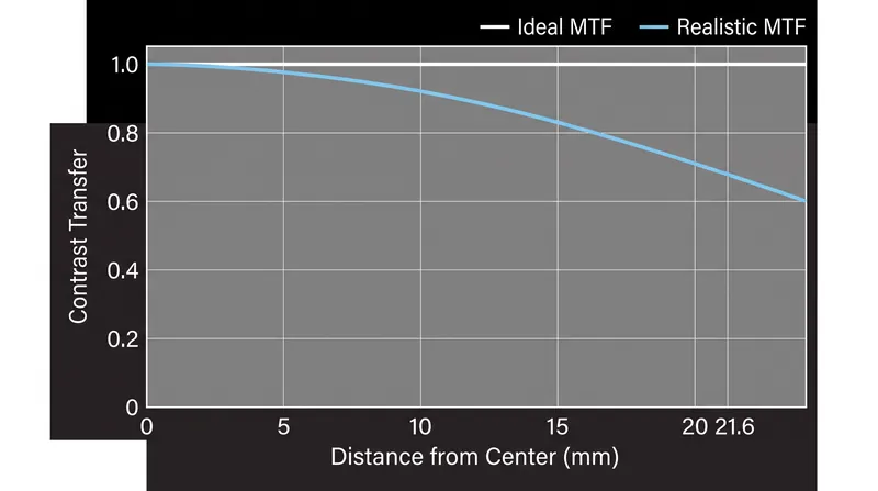 No physical lens can achieve a perfect 1.0 score across the entire frame due to optical limitations.