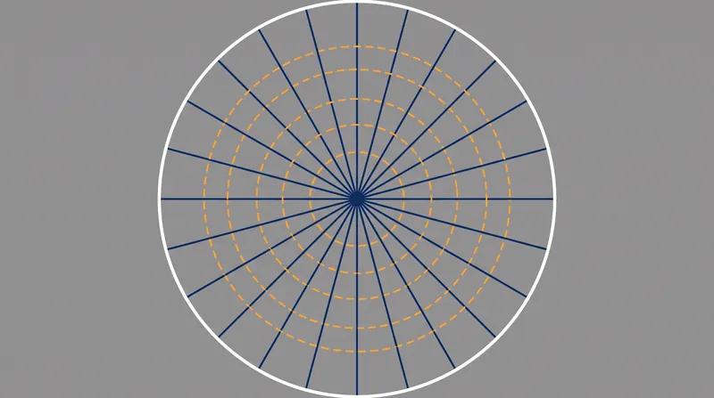 Sagittal lines radiate from the center, while meridional lines run concentric to the center.