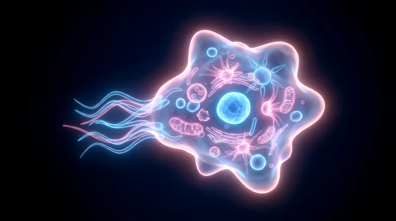 Incendiamoeba cascadensis uses positively charged protein surfaces to prevent its cellular machinery from collapsing in extreme heat.