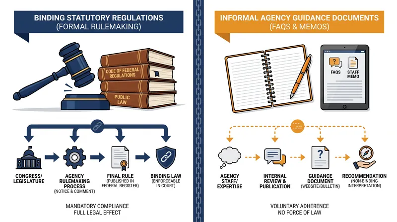 The revised Justice Manual prohibits prosecutors from treating informal agency guidance as binding law.