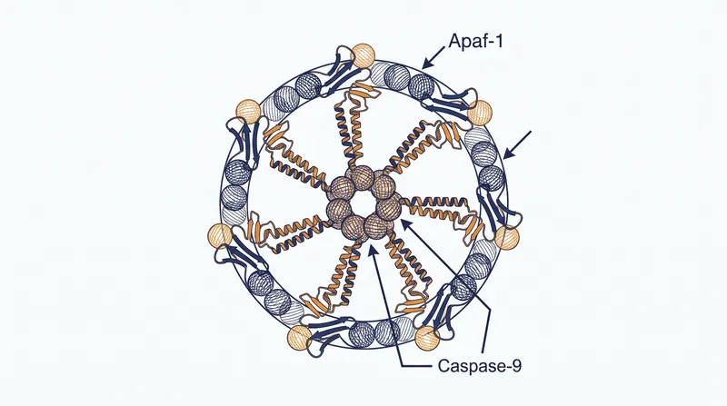 The apoptosome is a 700-kilodalton protein complex that serves as the central engine of the intrinsic pathway.