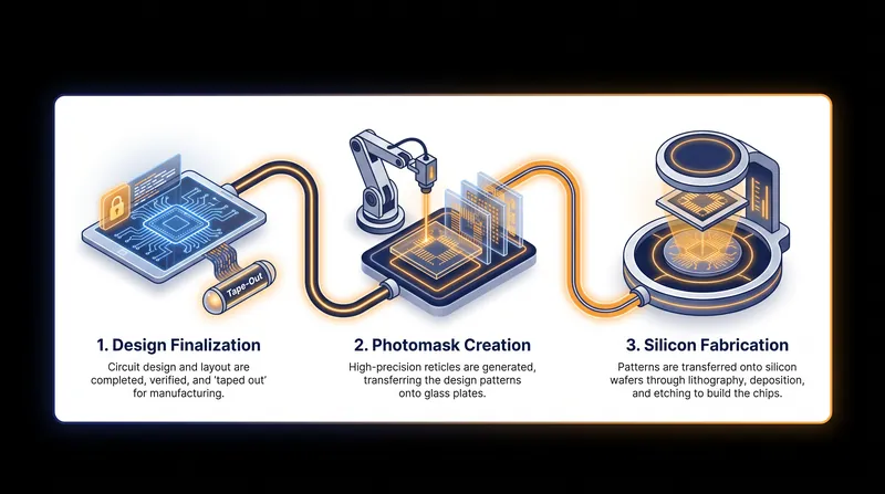 Tape-out marks the transition from the design phase to physical manufacturing.