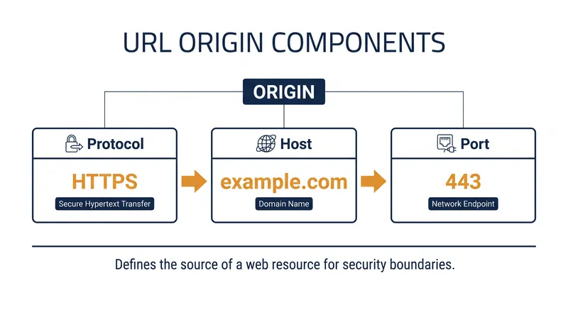 An origin is defined by the exact match of scheme, host, and port.