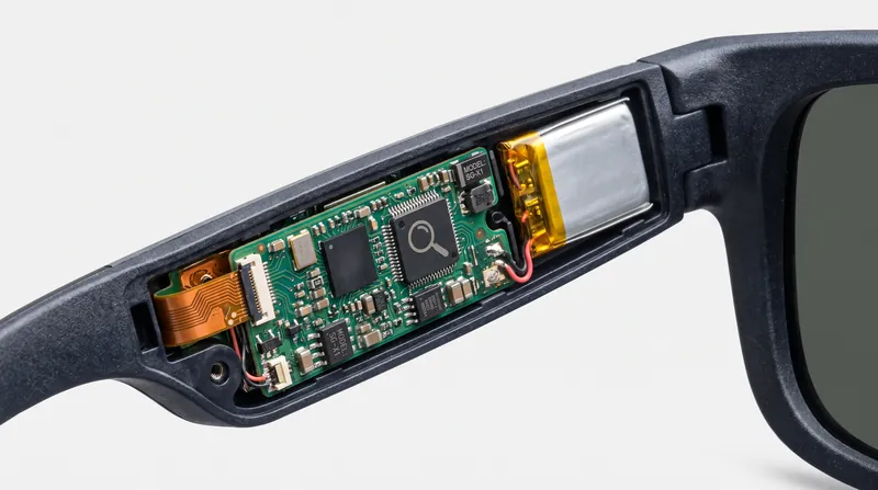 Smart glasses pack high-density batteries and processors into a confined space directly against the wearer's skin.