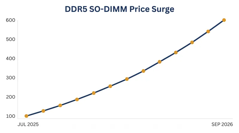 The wholesale cost of DDR5 laptop memory has climbed relentlessly over the past 12 months.