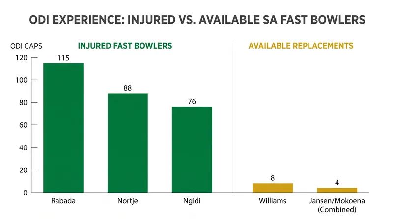 The remaining South African pace attack brings very little international 50-over experience to the series.