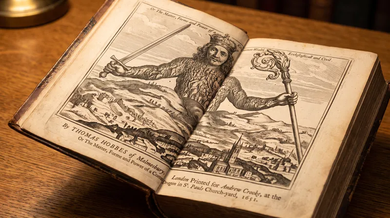 The original 1651 frontispiece of Leviathan depicts the sovereign as a giant composed of the citizens who surrendered their power to him.
