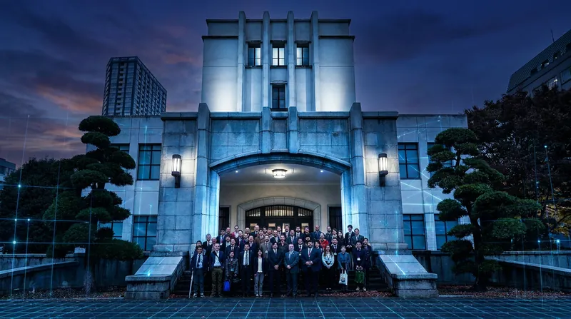 The exterior of the Japan Ministry of Defense headquarters building in Tokyo under an overcast sky.