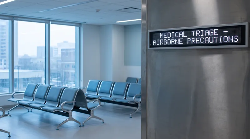 The measles virus can linger in the air of a clinical waiting room for up to two hours after an infected patient leaves.