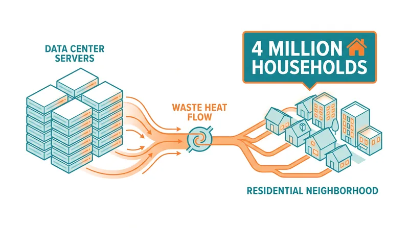 The Commission estimates that recapturing half of data center waste heat could supply 4 million households.