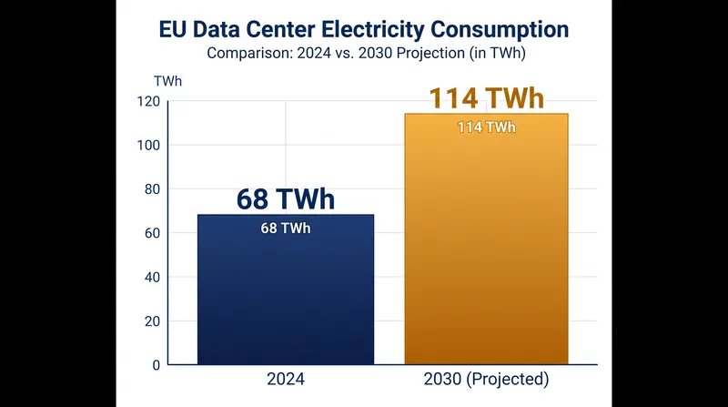 Data center power consumption in the European Union is projected to rise sharply by 2030.