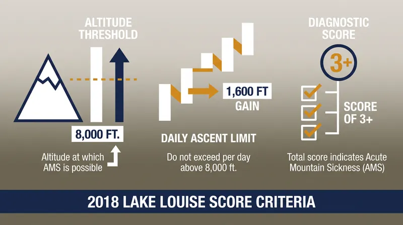 The 2018 revision of the Lake Louise Score requires a mandatory headache and a total score of 3 or higher for a positive diagnosis.