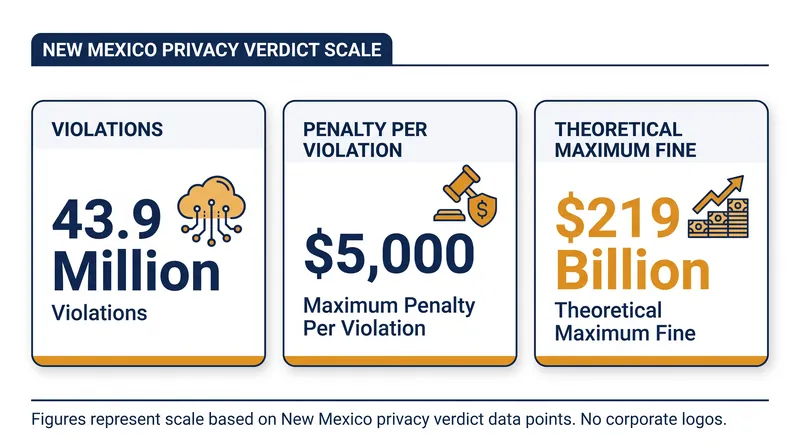 The jury found Meta liable for 43.9 million violations, exposing the company to unprecedented theoretical fines.
