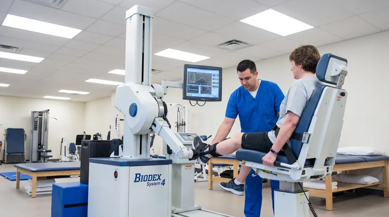 Isokinetic dynamometers use motorized brakes to lock movement speed, ensuring the user experiences 100 percent maximal tension safely.