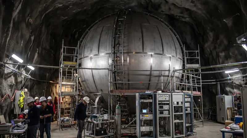 The Borexino detector, shielded by 1,400 meters of rock in Italy, captured the first direct evidence of CNO cycle neutrinos in 2020.