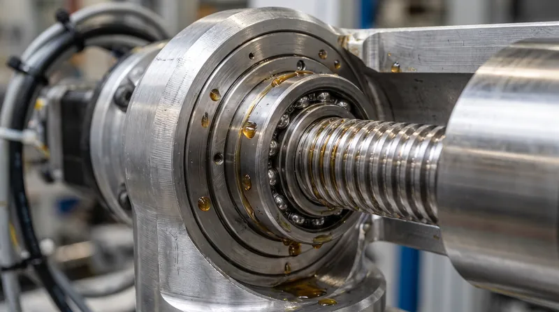 The ball screw-spline mechanism mechanically couples the vertical stroke and wrist rotation into a single cylindrical joint.