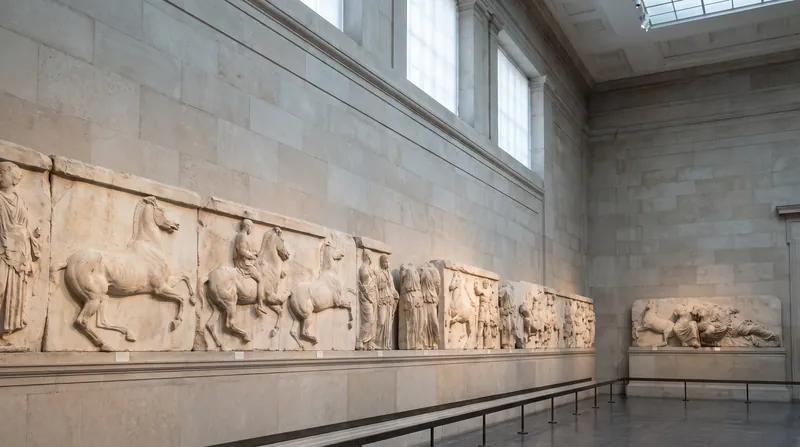 The Parthenon Marbles displayed in the Duveen Gallery at the British Museum in London.