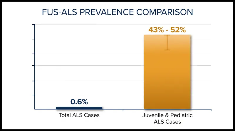 While rare overall, FUS mutations drive roughly half of all early-onset ALS cases.