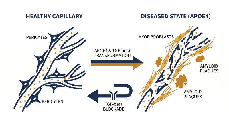 Blocking the TGF-β pathway reverses the cellular transformation, restoring vessel health and clearing amyloid buildup.