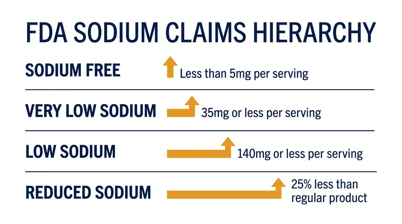 The FDA's tiered system for sodium content claims on food packaging.