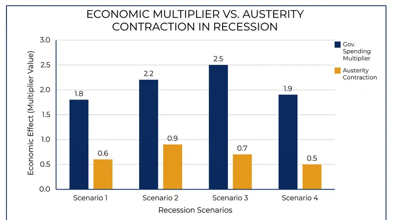 The multiplier effect means that cutting government spending destroys more economic output than it saves in debt.