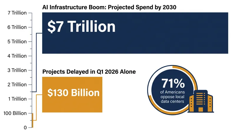 The World Economic Forum projects a massive capital requirement for AI, but local opposition is creating a costly bottleneck.