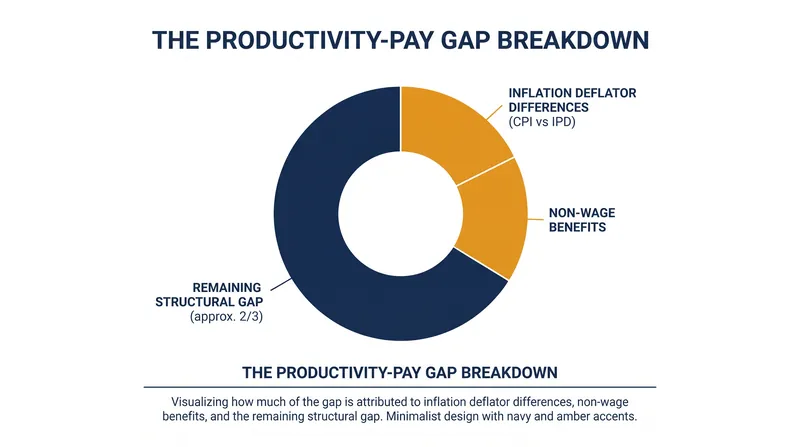 Even after adjusting for inflation metrics and non-wage benefits, a substantial structural gap remains.