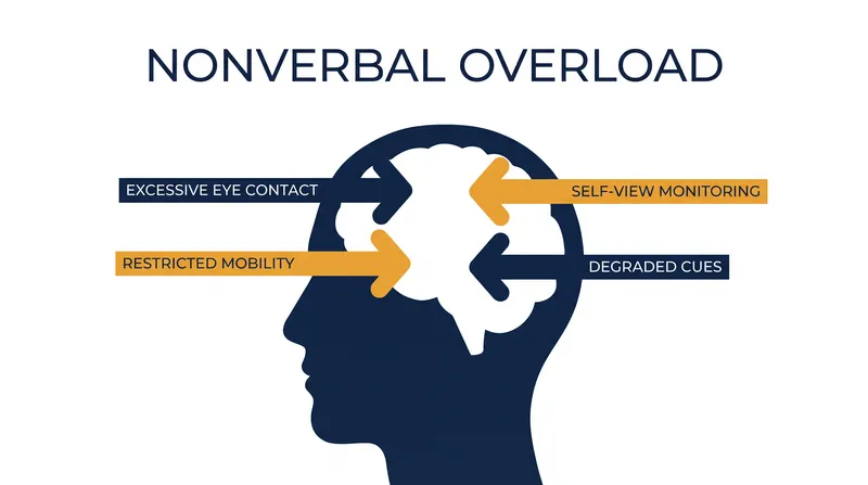 The four primary drivers of video conferencing fatigue identified by communication researchers.