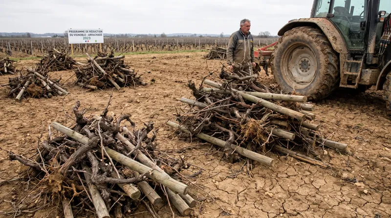 A state-backed program is paying growers to permanently remove roughly 4 percent of France's vines in 2026.