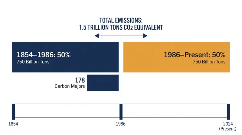 Half of the historical emissions from the top 178 producers occurred after 1986.