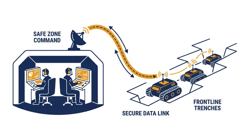 The initiative aims to network autonomous ground units with human operators stationed safely behind the front lines.