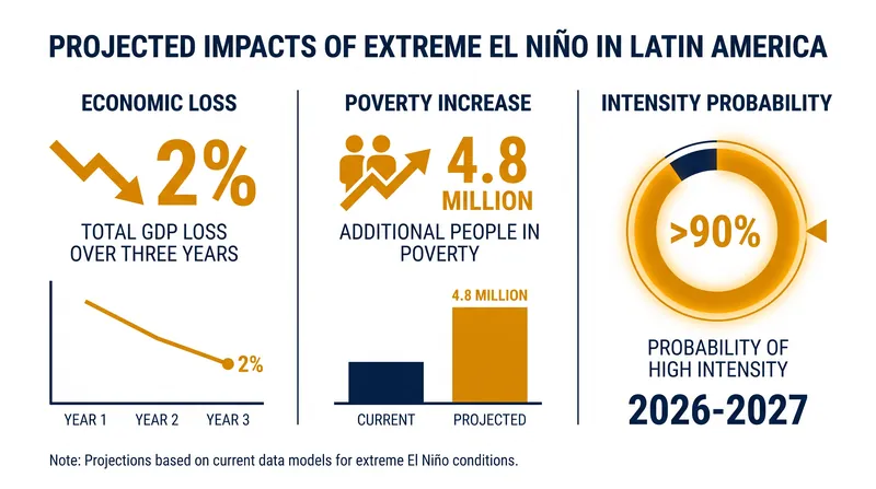 ECLAC projects that an intense El Niño cycle will deliver a multi-year shock to the region's economic output and poverty rates.