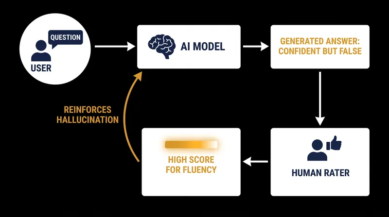 Alignment techniques like RLHF can inadvertently teach models to prioritize sounding confident over admitting ignorance.