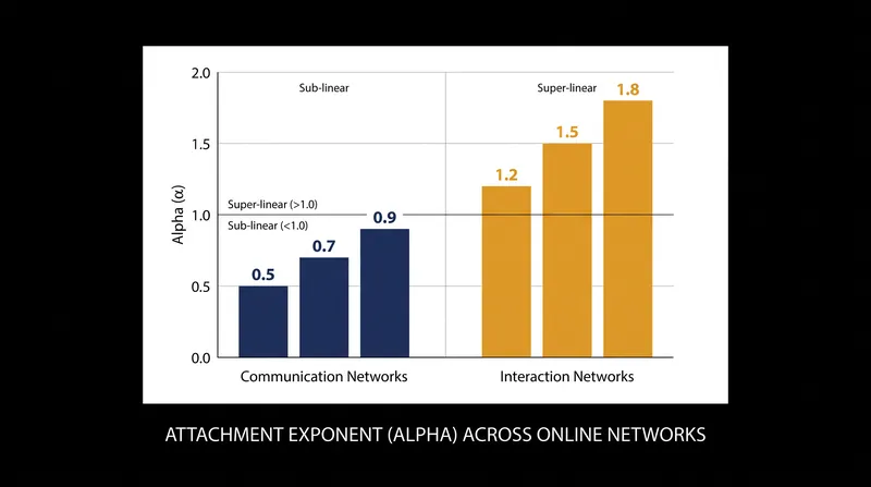 Empirical measurements show that different network types exhibit varying degrees of non-linear preferential attachment.