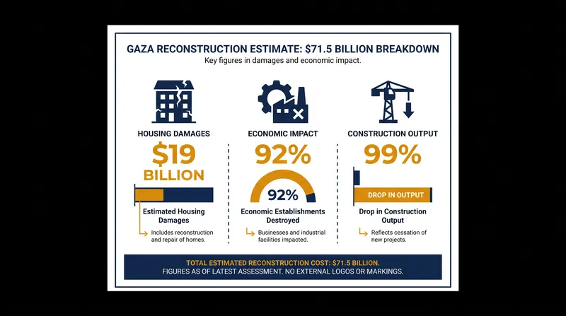 A breakdown of the economic and structural damage across the Gaza Strip, according to the UNCTAD assessment.