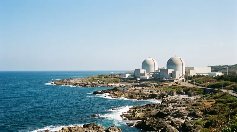 Exterior view of the Maanshan Nuclear Power Plant in southern Taiwan featuring its concrete containment domes.