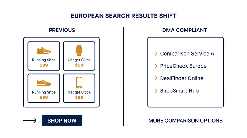 European search results now prioritize third-party comparison aggregators over direct product listings.