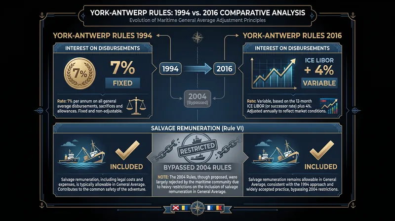 The 2016 revision of the York-Antwerp Rules altered how interest and salvage costs are calculated.