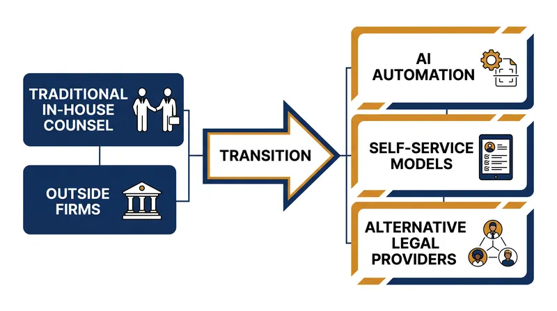 The transition from traditional in-house legal review to automated and outsourced models.