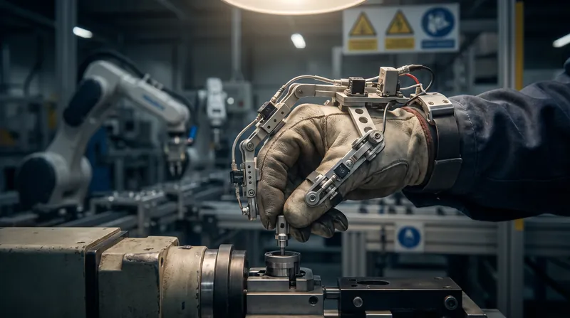Workers wear specialized finger jigs to capture precise movements, allowing the robots to learn through direct observation.
