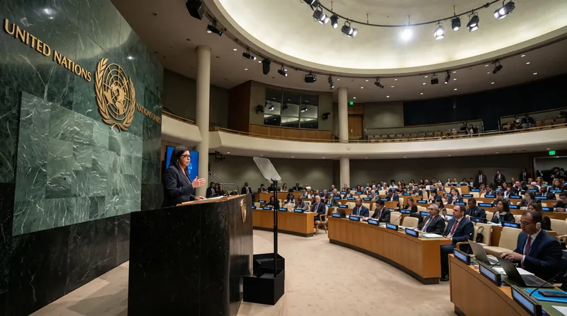 Interim President Delcy Rodríguez addresses the UN General Assembly, committing to future elections in Venezuela.