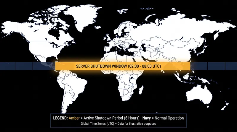 The preemptive shutdown window spanned six hours across all global time zones.