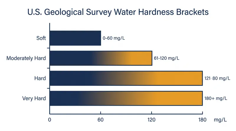 The USGS baseline for classifying water hardness in the United States.