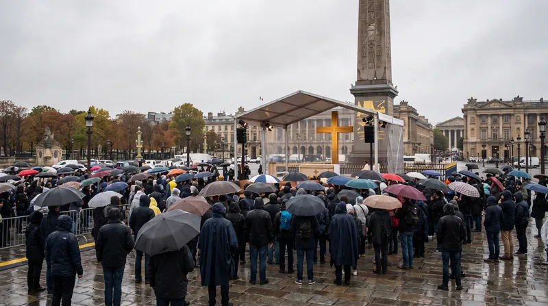 Hundreds of thousands of attendees filled the Place de la Concorde, a site historically associated with the French Revolution.