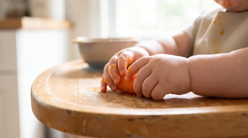 Grasping objects and bringing them to the mouth signals that the brain is prepared to manage the mechanics of eating.