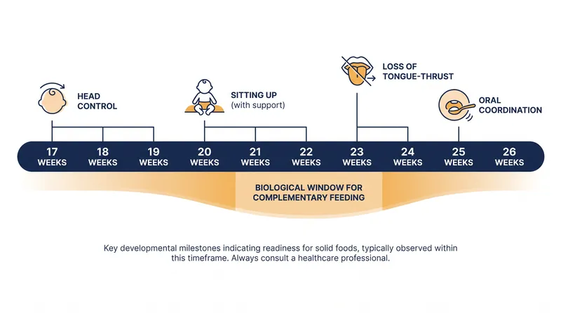 The biological window for introducing solid foods typically opens between 17 and 26 weeks of age, provided the infant shows physical readiness.