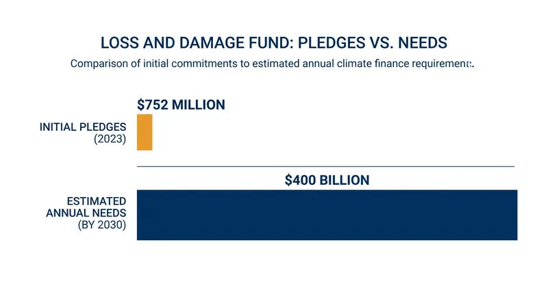 Initial pledges to the Loss and Damage Fund represent less than 0.2% of the projected annual need by 2030.