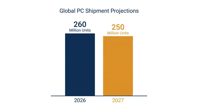 Global PC shipments are projected to decline slightly in 2027 as component costs rise across the industry.