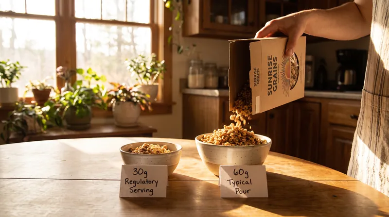 Dietary surveys show most people pour double the manufacturer's suggested serving size.