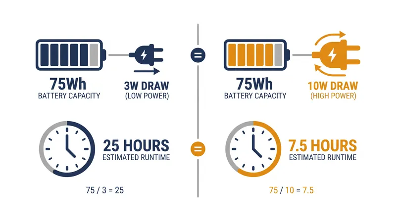 How power draw dictates actual battery runtime.